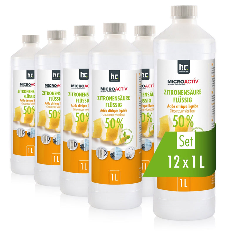 1 L Microactiv® Zitronensäure 50% flüssig Entkalker in Flaschen - Höfer Chemie GmbH