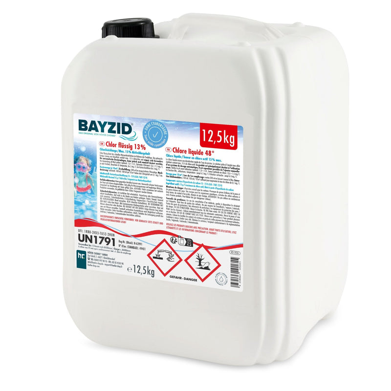 12,5 kg BAYZID® Chlor 13% flüssig für Pools in Kanister - Höfer Chemie GmbH