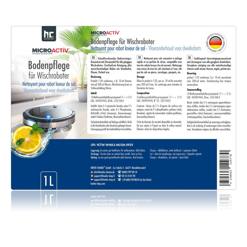 1 L Microactiv® Bodenpflege für Wischroboter - Höfer Chemie GmbH