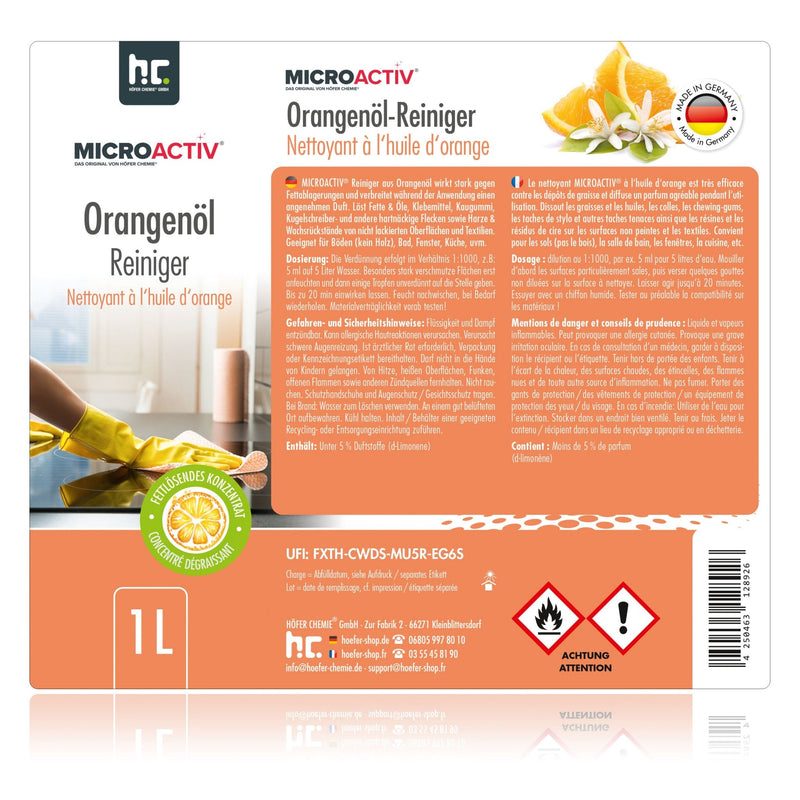 1 L Microactiv® Orangenöl Reiniger Konzentrat - Höfer Chemie GmbH