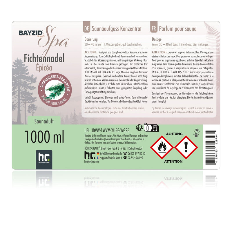 1 L BAYZID® SPA Saunaaufguss Fichtennadel