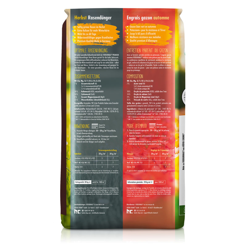 20 kg VERDURMAX® Premium Herbst Rasendünger