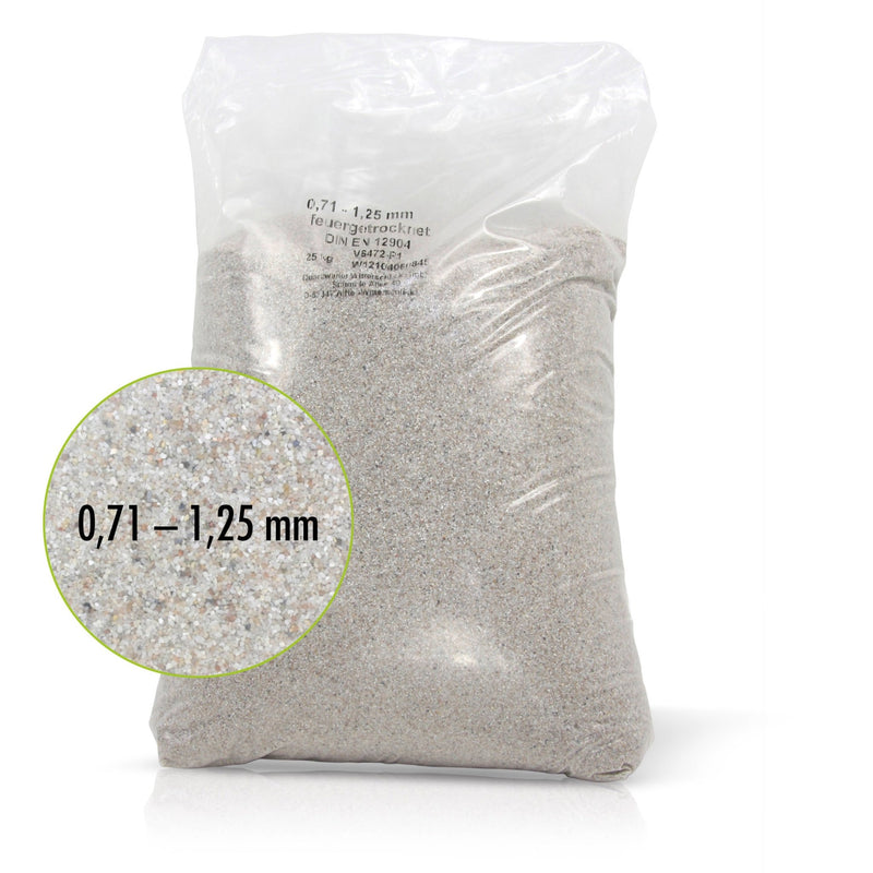 25 kg Premium Quarzsand Filtersand 0,71 - 1,25 mm - Höfer Chemie GmbH