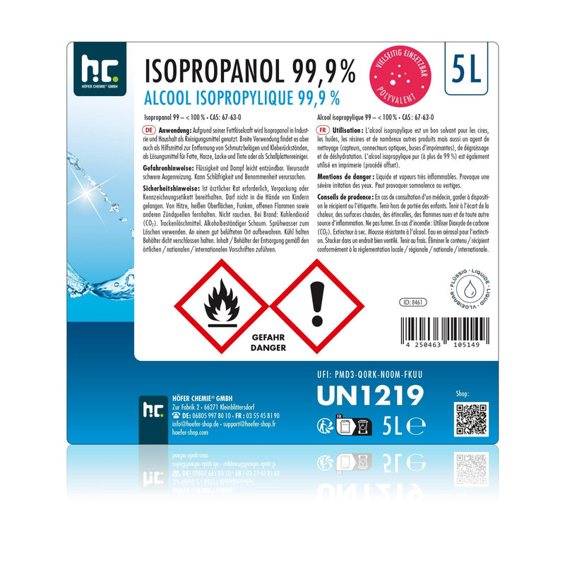 5 L Höfer Chemie® Isopropanol 99,9% in Kanistern - Höfer Chemie GmbH
