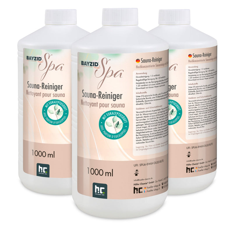 1 L BAYZID® SPA Saunareiniger mit Eukalyptusduft - hochkonzentriertes Reinigungsmittel - Höfer Chemie GmbH