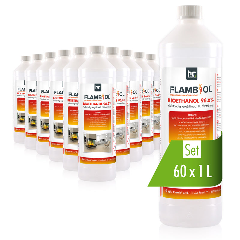 Bioéthanol à 96,6% dénaturé FLAMBIOL® en bouteille de 1L