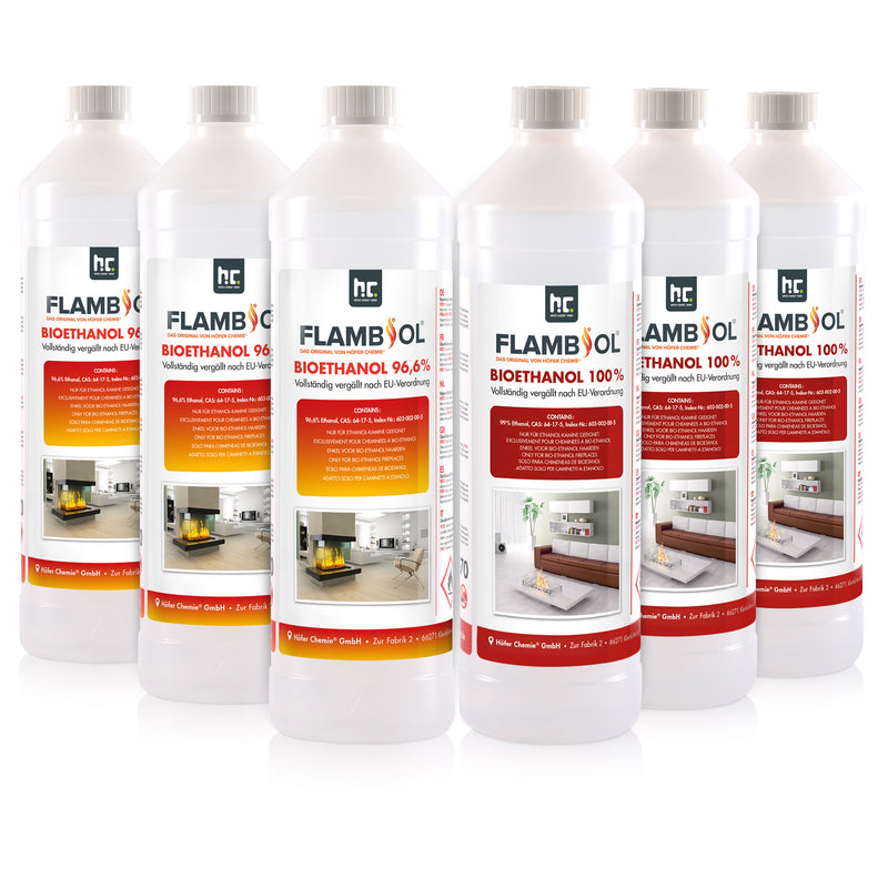 6x 1 L proefset FLAMBIOL® bio-ethanol