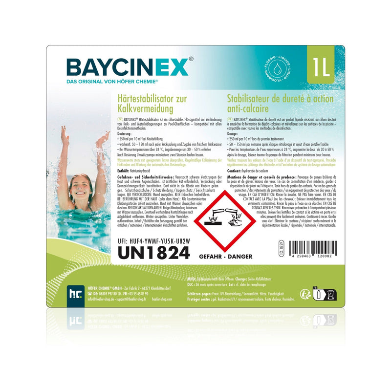 1 L BAYCINEX® Härtestabilisator zur Kalkvermeidung in Flaschen - Höfer Chemie GmbH