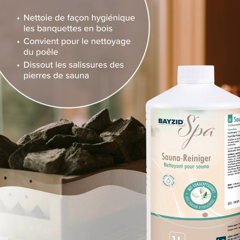 1 L BAYZID® SPA Saunareiniger mit Eukalyptusduft - hochkonzentriertes Reinigungsmittel - Höfer Chemie GmbH