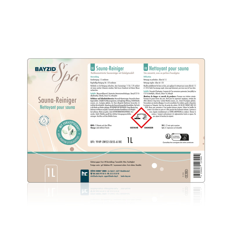 1 L BAYZID® SPA Saunareiniger mit Eukalyptusduft - hochkonzentriertes Reinigungsmittel