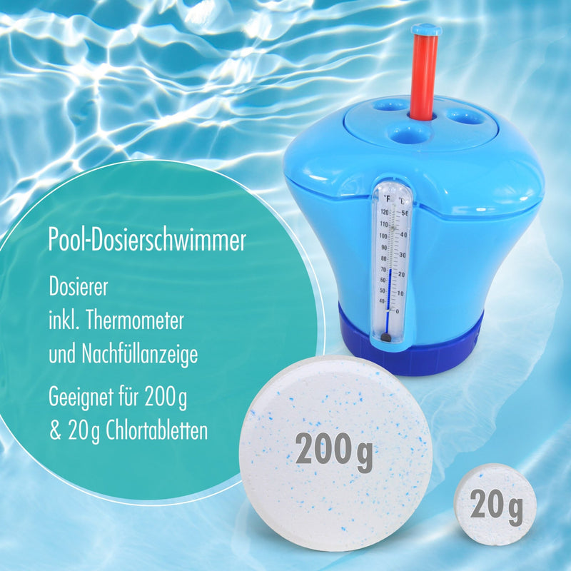 Diffuseur de chlore à thermomètre intégré - bleu