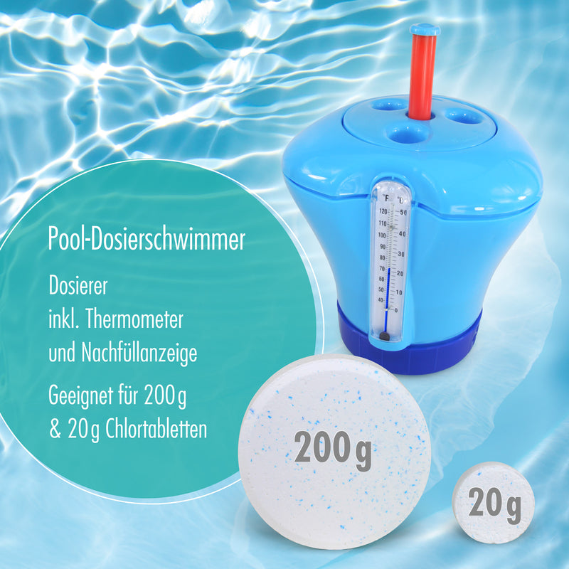 Diffuseur de chlore à thermomètre intégré - bleu