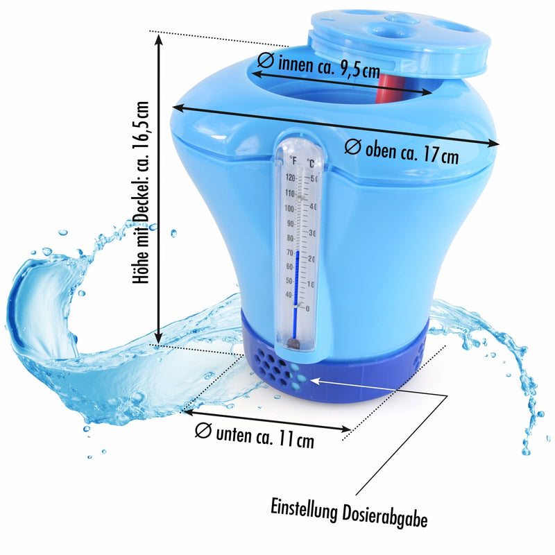 Diffuseur de chlore à thermomètre intégré - bleu