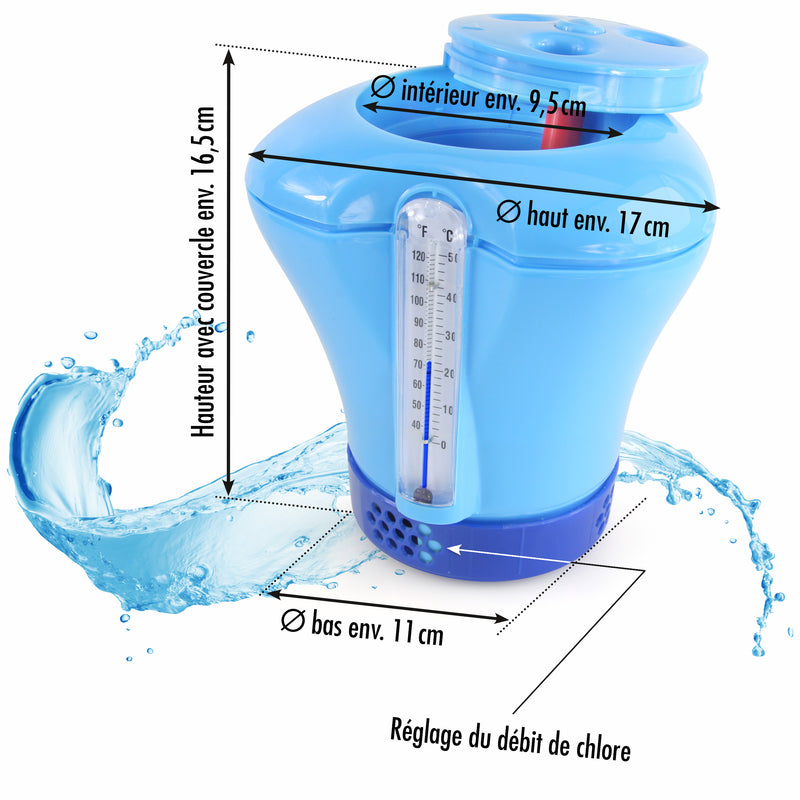 Diffuseur de chlore à thermomètre intégré - bleu