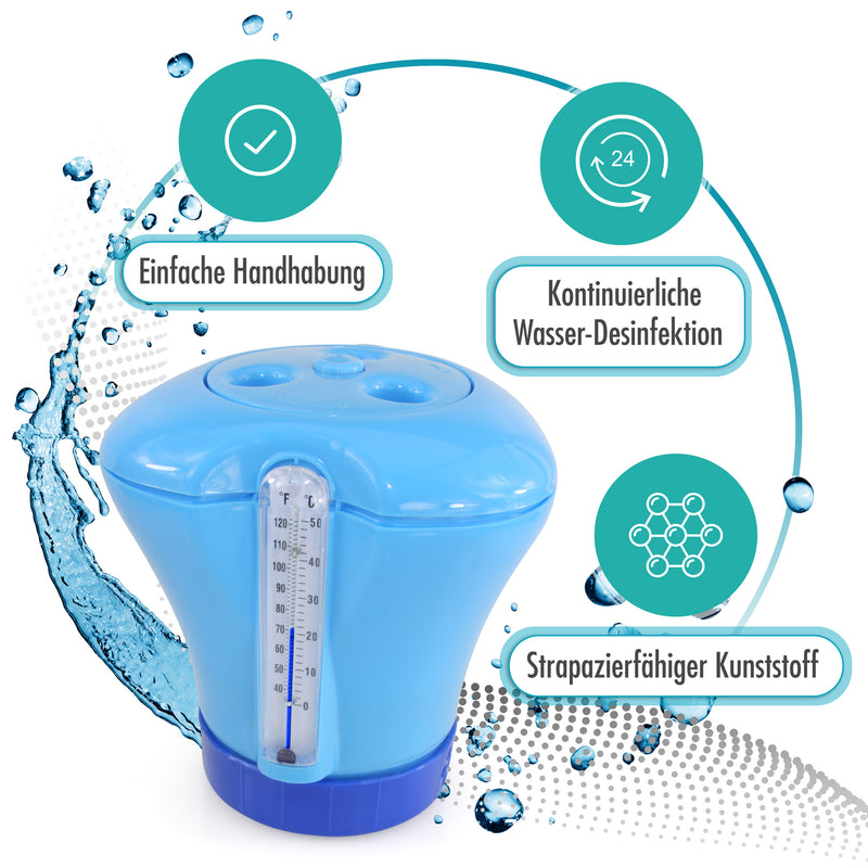 Diffuseur de chlore à thermomètre intégré - bleu