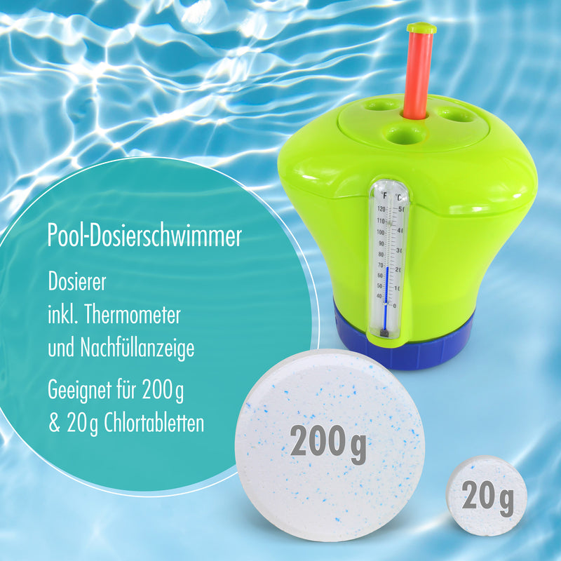 Pool Dosierschwimmer inkl. Thermometer Grün