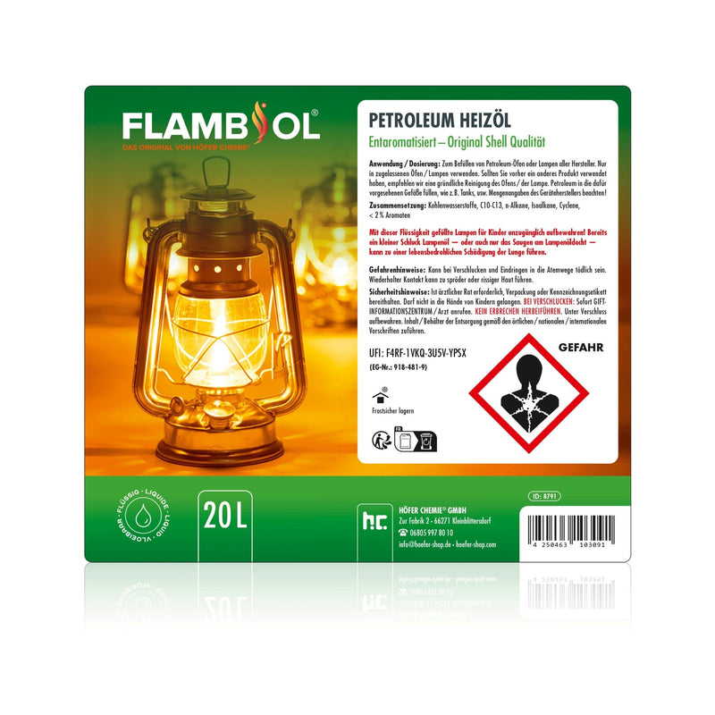 20 L FLAMBIOL® Petroleum Heizöl in Kanistern - Höfer Chemie GmbH