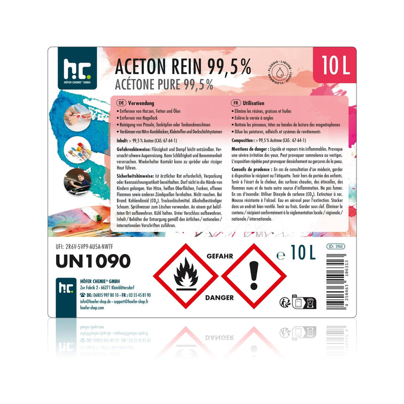 10 L Höfer Chemie® Aceton rein 99,5% in Kanister - Höfer Chemie GmbH