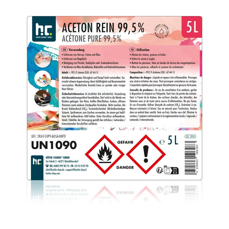 5 L Höfer Chemie® Aceton rein 99,5% in Kanister - Höfer Chemie GmbH