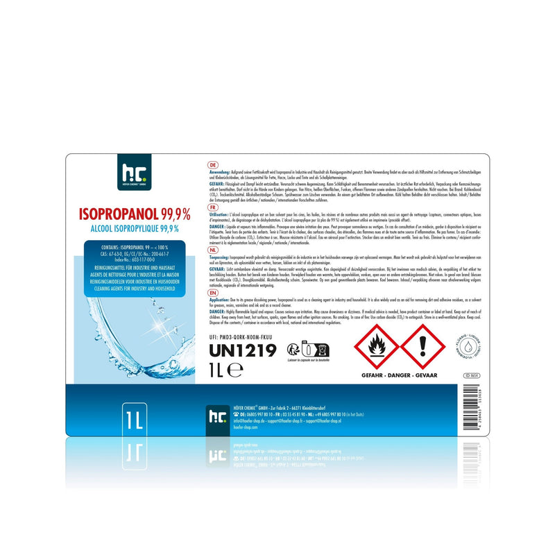 1 L Höfer Chemie® Isopropanol 99,9% in Flaschen - Höfer Chemie GmbH