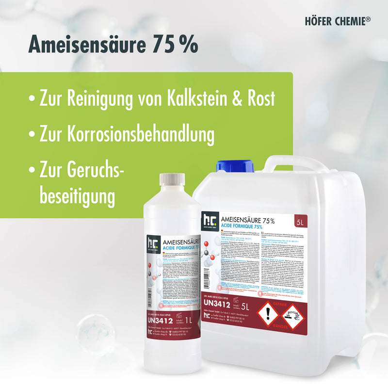 1 L Höfer Chemie® Ameisensäure 75% technische Qualität in Flaschen