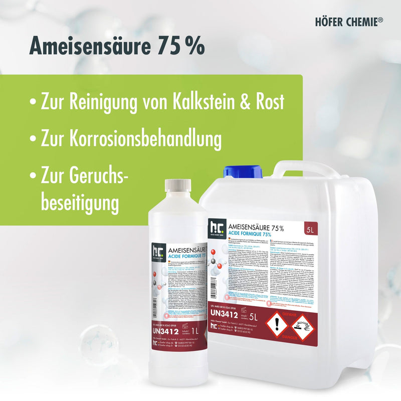 1 L Höfer Chemie® Ameisensäure 75% technische Qualität in Flaschen - Höfer Chemie GmbH