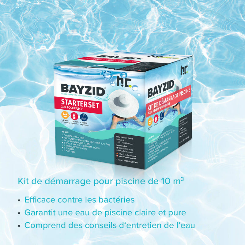BAYZID® Pool Wasserpflege Starterset 7 - tlg durch Chlor, PH Minus und Multitabs - Höfer Chemie GmbH