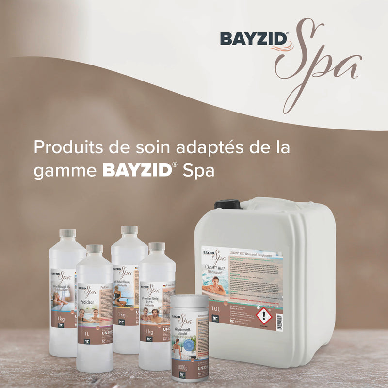chlore liquide BAYZID® SPA pour spas et pataugeoires en bouteille de 1 KG