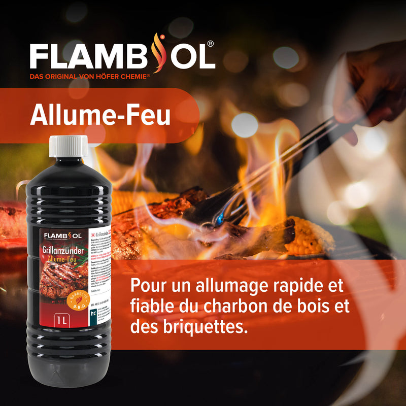 1 L FLAMBIOL® Grillanzünder flüssig für Grills und Feuerstellen in Flasche - Höfer Chemie GmbH
