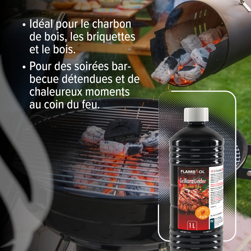 1 L FLAMBIOL® Grillanzünder flüssig für Grills und Feuerstellen in Flasche - Höfer Chemie GmbH