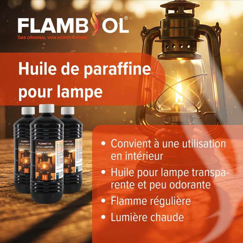 1 L FLAMBIOL® Lampenöl Hochrein Kristallklar in Flaschen - Höfer Chemie GmbH