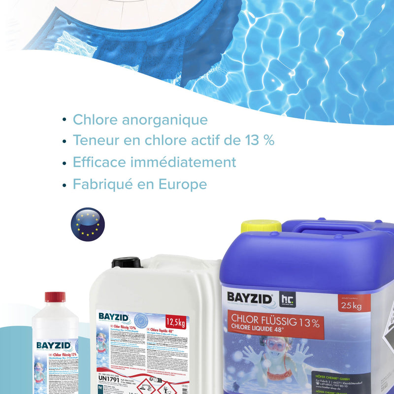 12,5 kg BAYZID® Chlor 13% flüssig für Pools in Kanister - Höfer Chemie GmbH