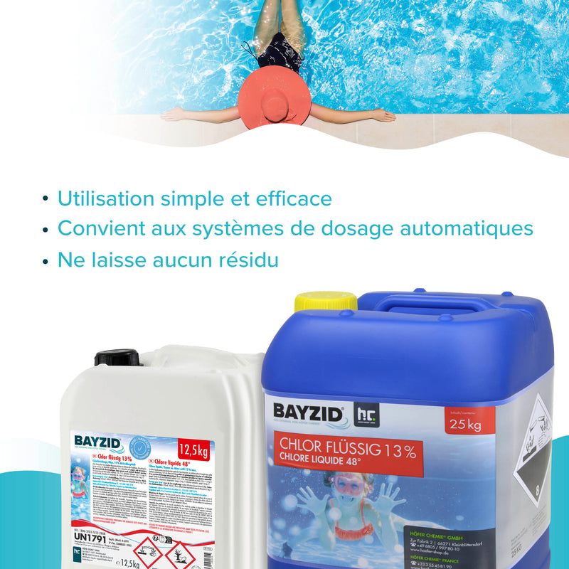 12,5 kg BAYZID® Chlor 13% flüssig für Pools in Kanister - Höfer Chemie GmbH