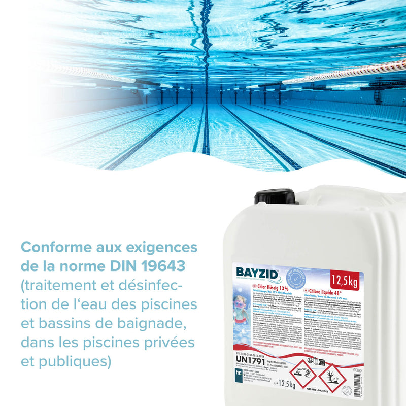 12,5 kg BAYZID® Chlor 13% flüssig für Pools in Kanister - Höfer Chemie GmbH