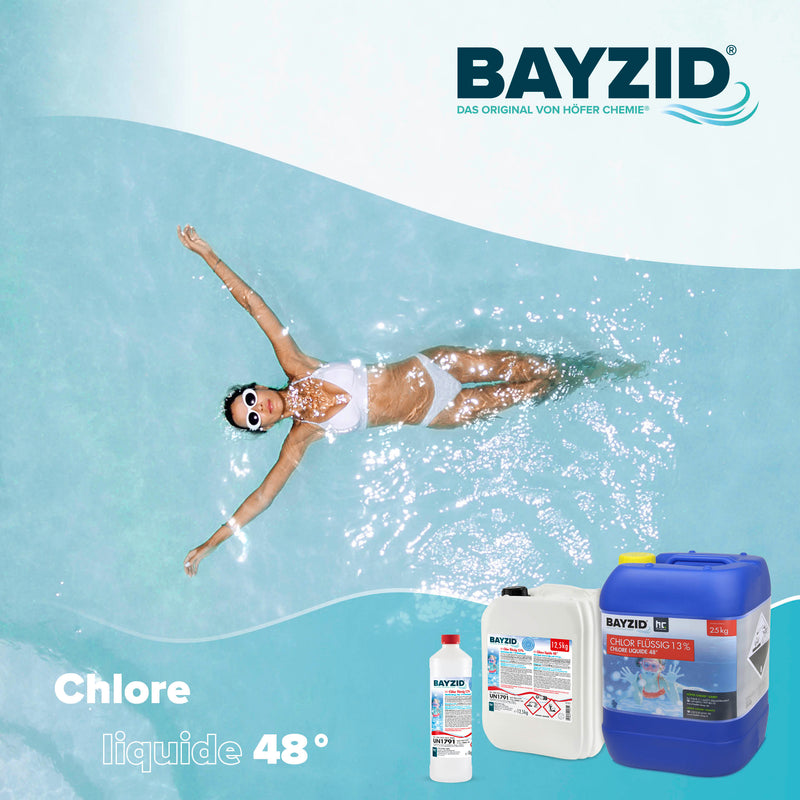 12,5 kg BAYZID® Chlor 13% flüssig für Pools in Kanister - Höfer Chemie GmbH