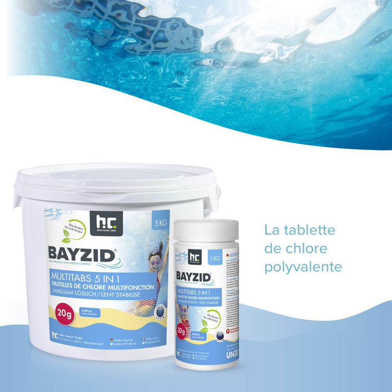 5 kg BAYZID® Multitabs 20g 5in1 für Pools in Eimer - Höfer Chemie GmbH