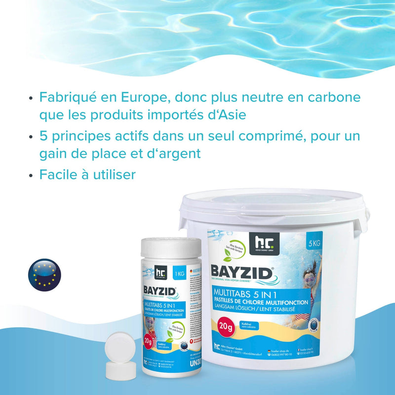5 kg BAYZID® Multitabs 20g 5in1 für Pools in Eimer - Höfer Chemie GmbH
