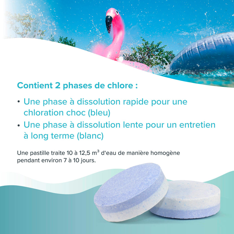 Galets de chlore biphase 6en1 de 200g BAYZID® en pot de 5 KG