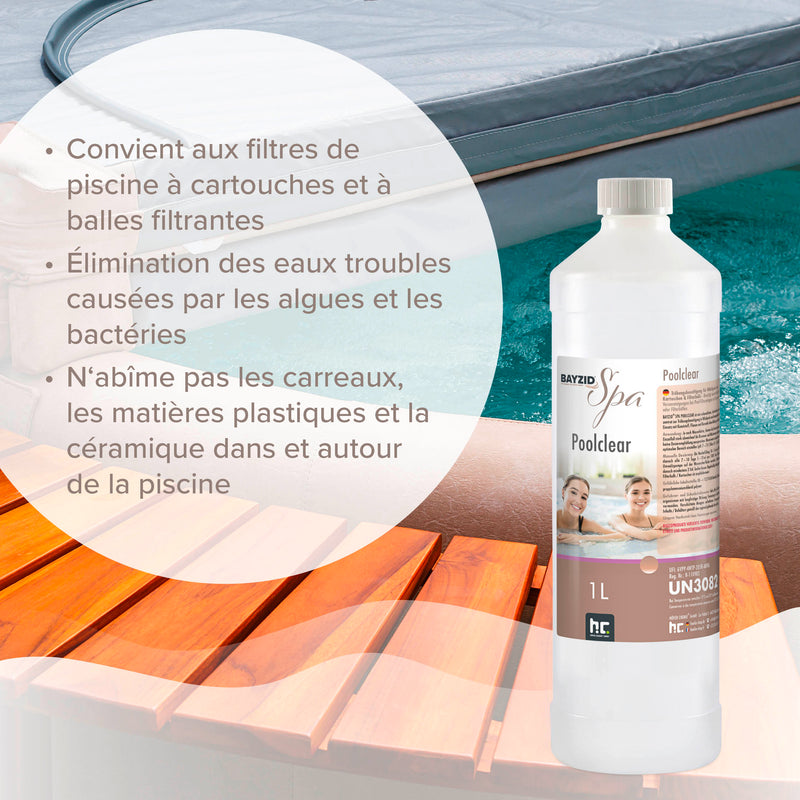 1L de BAYZID® SPA Poolclear pour l'élimination des turbidités