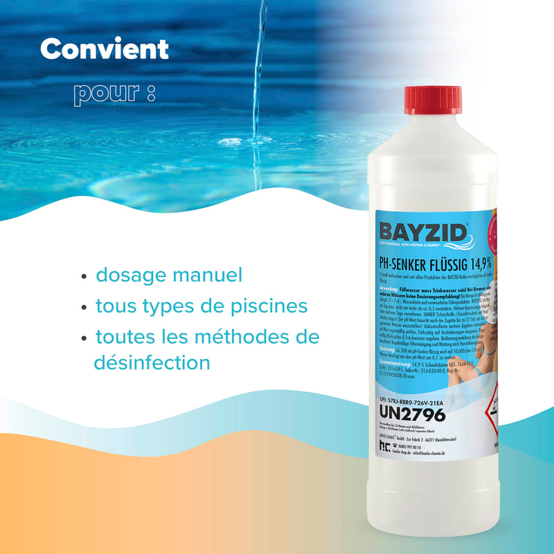 pH moins liquide 14,9% Bayzid® en bouteille de 1 KG