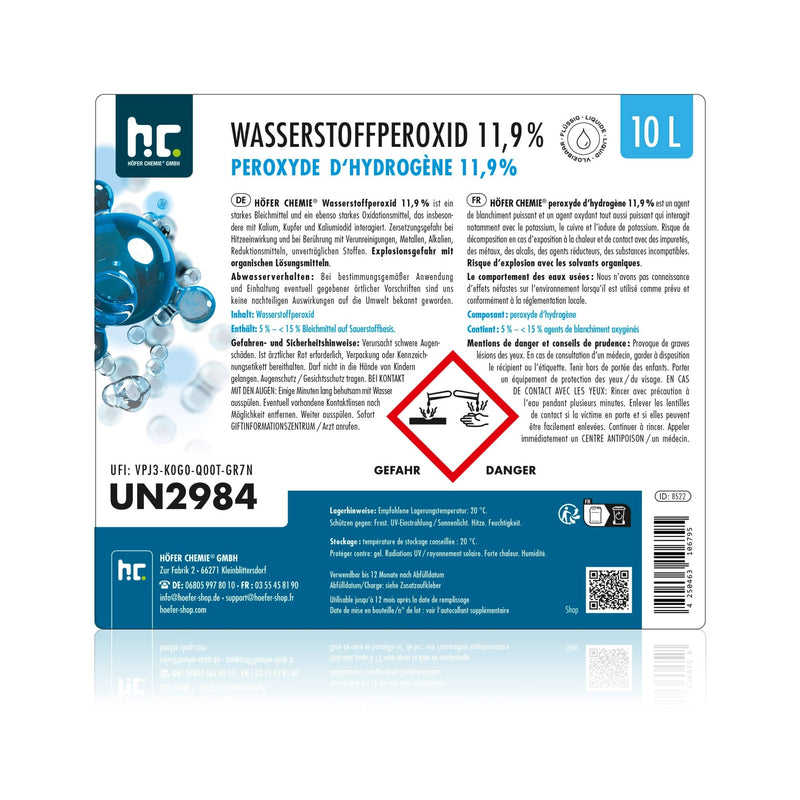 10 L Höfer Chemie® Wasserstoffperoxid 11,9% in Kanister - Höfer Chemie GmbH