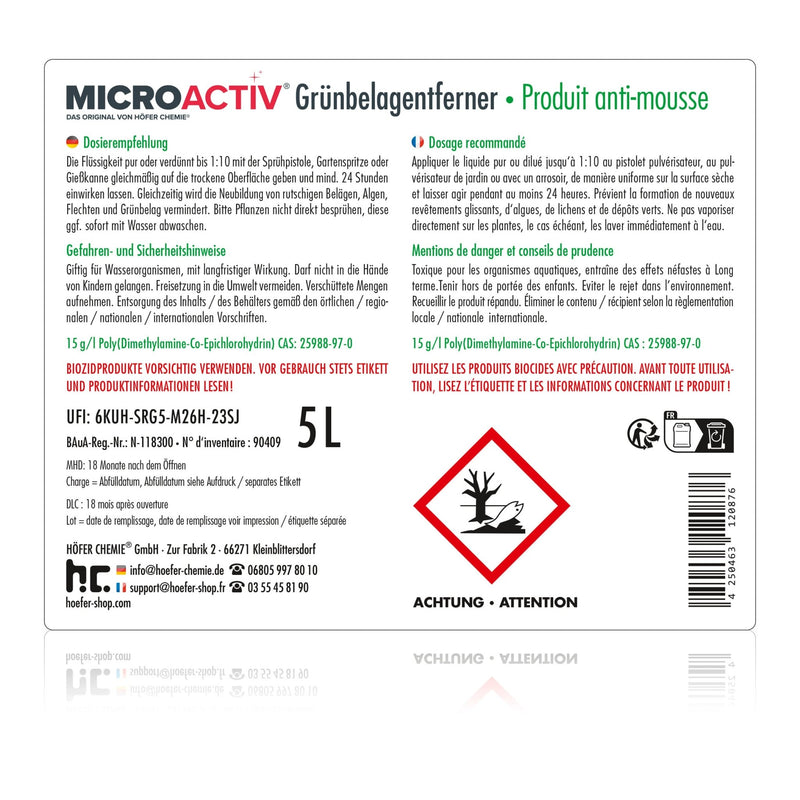 5 L MICROACTIV® Steinreiniger / Grünbelag - Entferner - Höfer Chemie GmbH