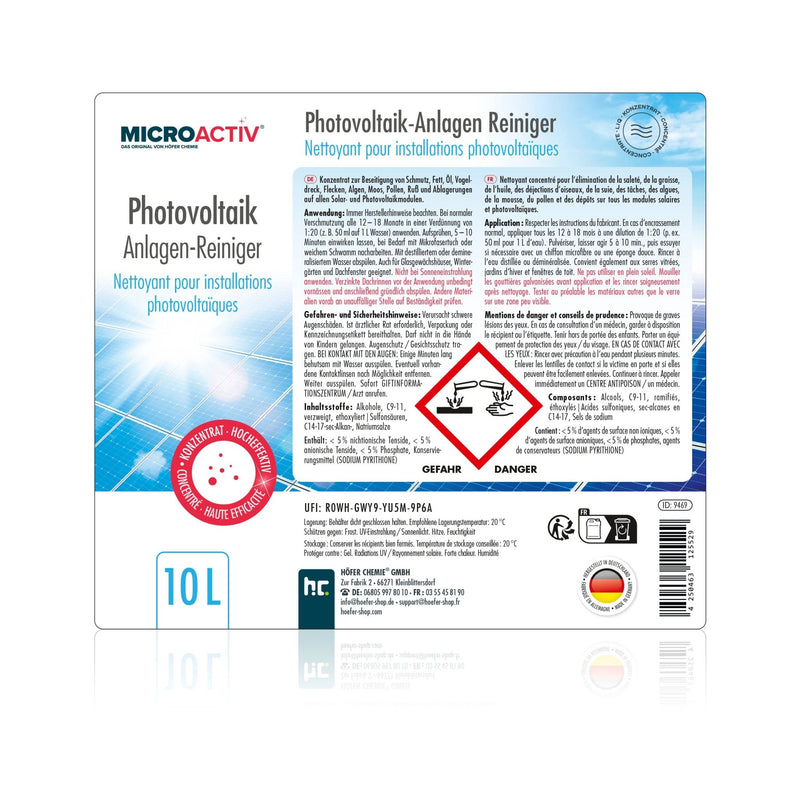 10 L MICROACTIV® Reiniger voor fotovoltaïsche systemen