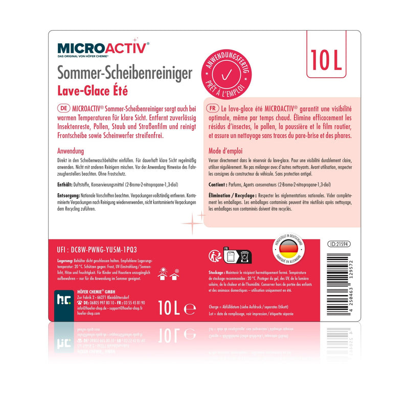 10 L MICROACTIV® Zomer Ruitenreiniger gebruiksklaar