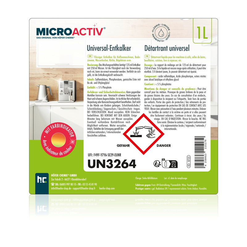 1 L Microactiv® Universal Entkalker mit Farbindikator - Höfer Chemie GmbH