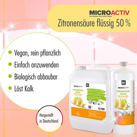 Acide Citrique Liquide 50% Microactiv® détartrant en bidon de 5 L
