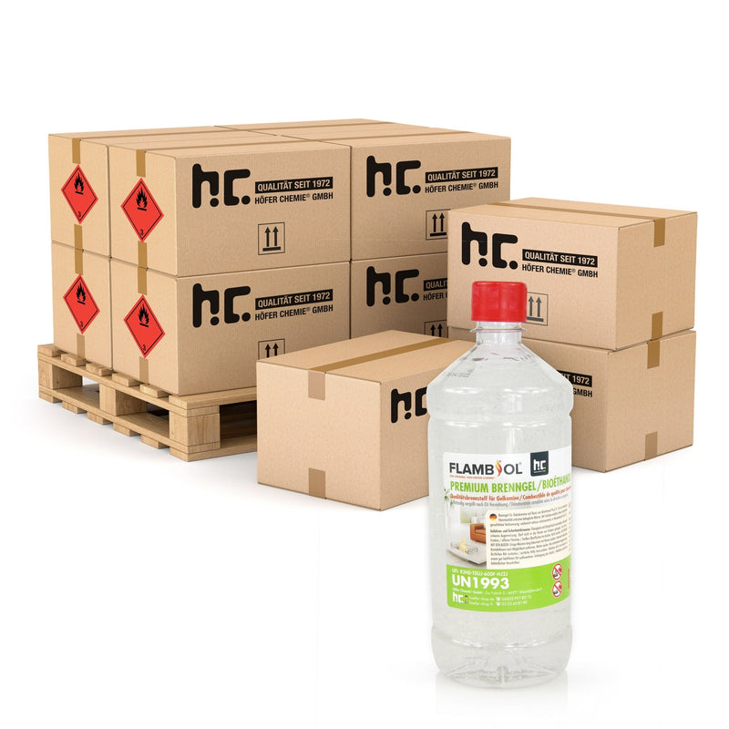 1 L FLAMBIOL® Premium Brenngel aus Bioethanol für Tischfeuer in Flaschen - Höfer Chemie GmbH