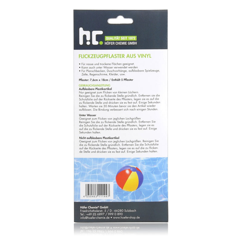 Set Selbstklebende Reparaturpads für Vinylprodukte wie Pools, Bälle, u.v.m.