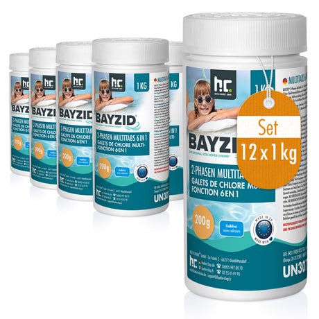 1 kg BAYZID® Galets de Chlore multi-fonction 6-en-1 de 200g - biphase