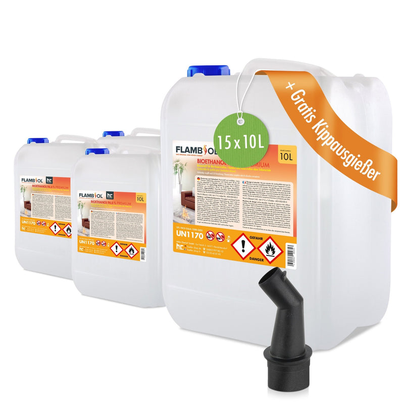 10 L FLAMBIOL® Bioethanol 96,6% Premium für Ethanolkamin in Kanistern - Höfer Chemie GmbH